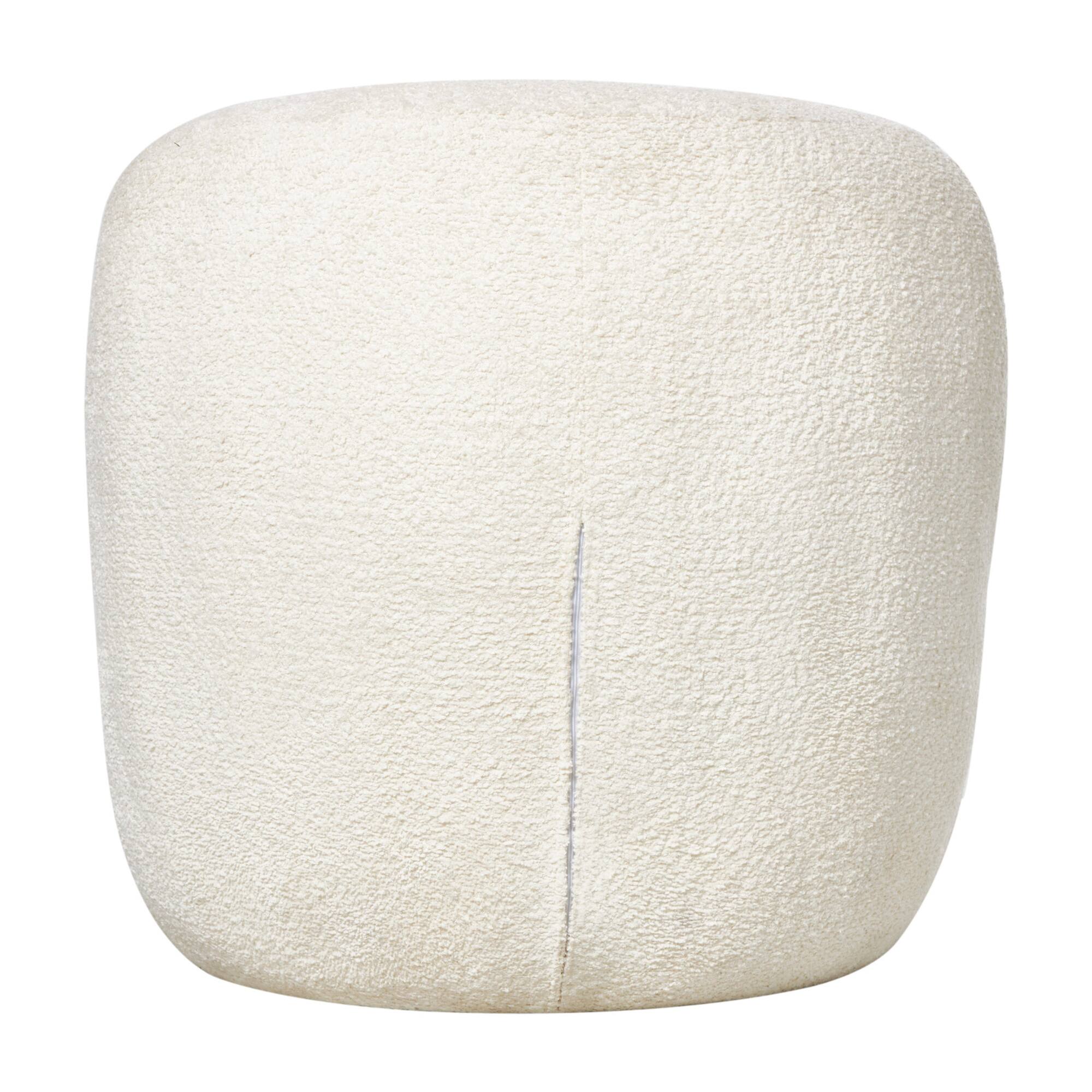 White Polyester Rounded Barrel Accent Chair